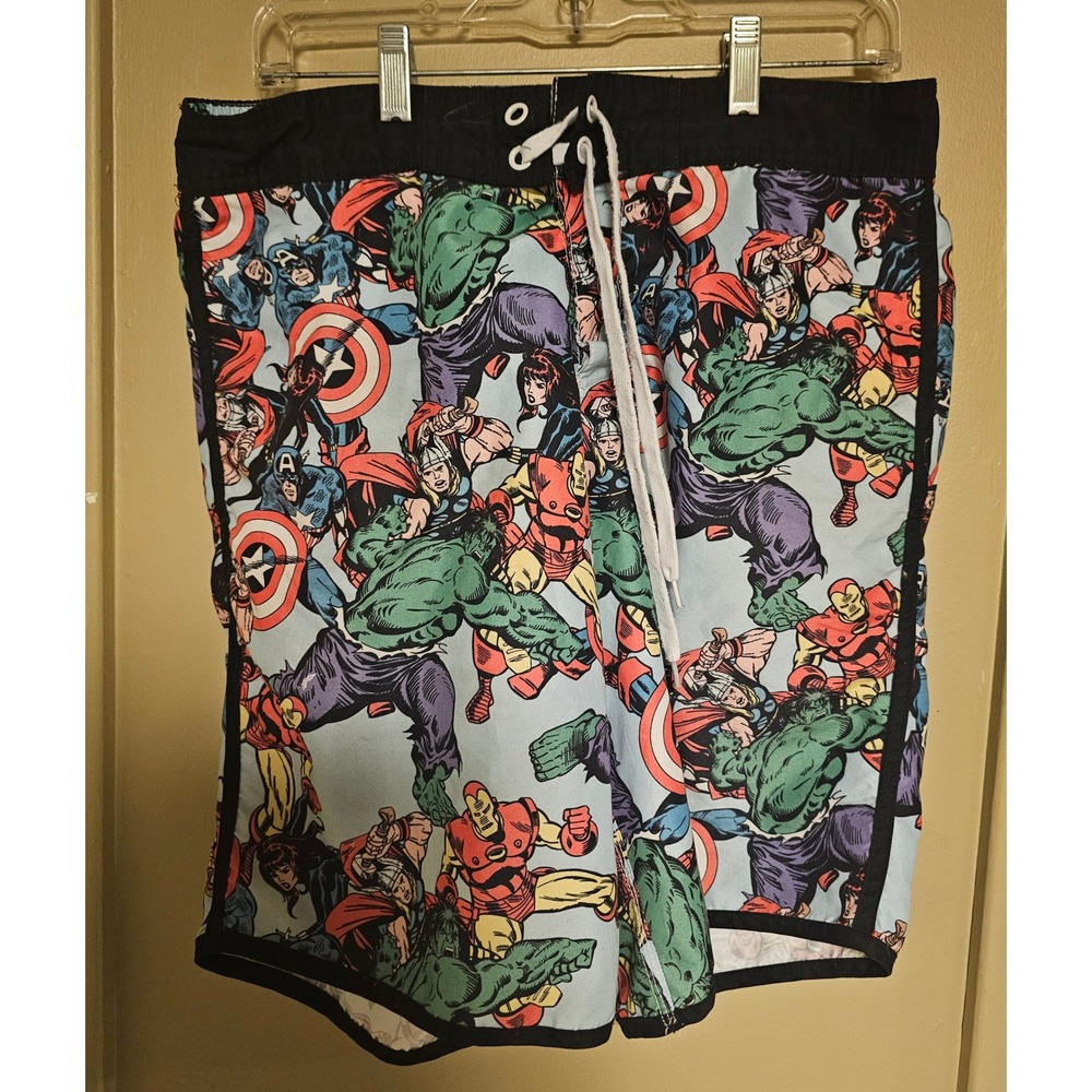 Marvel Comics Avengers Swim Trunks Men's Board Shorts Characters Print
